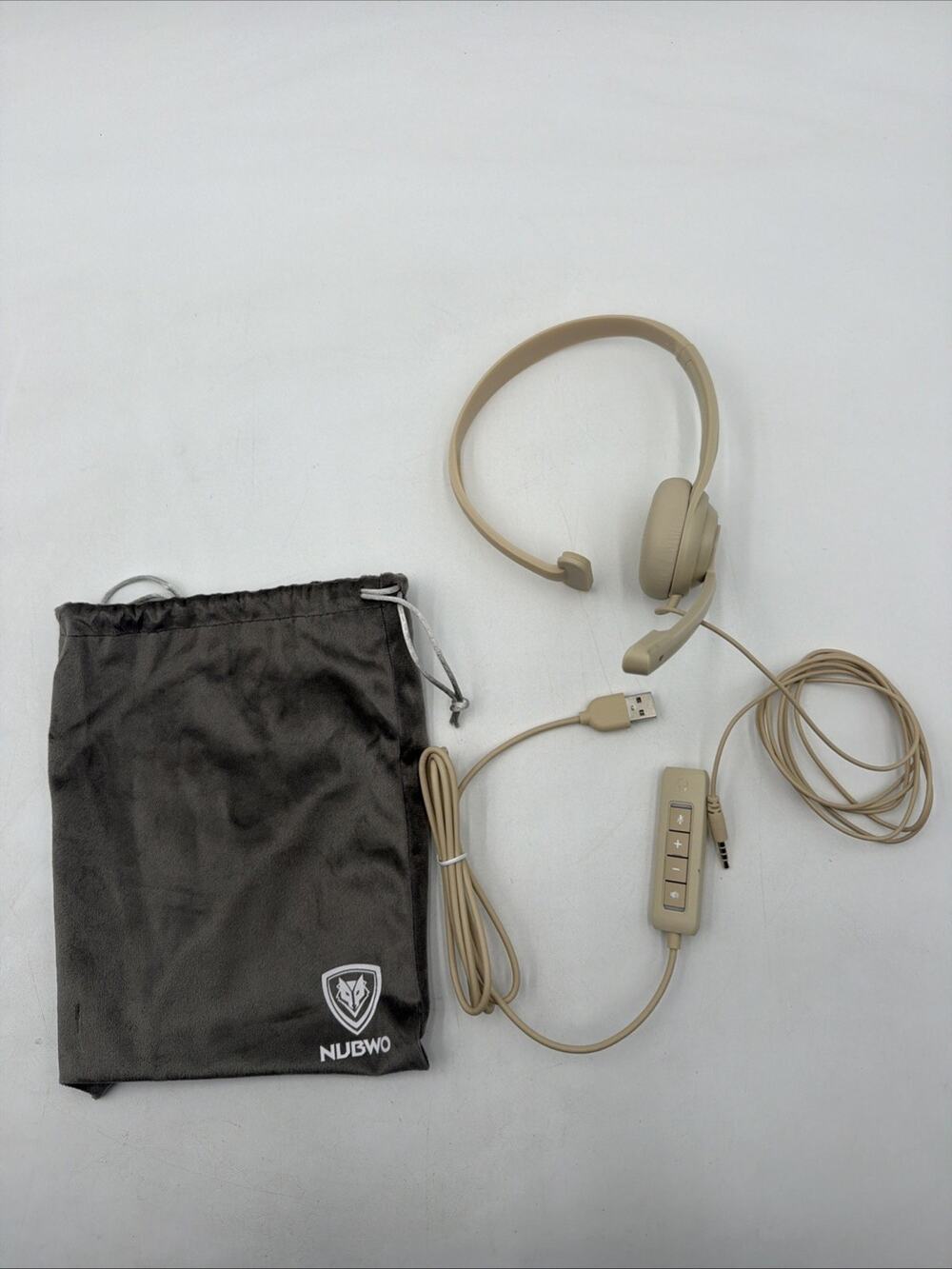 NUBWO HW02 USB HEADSET NOISE CANCELLING IN-LINE CONTROL PC - Beige